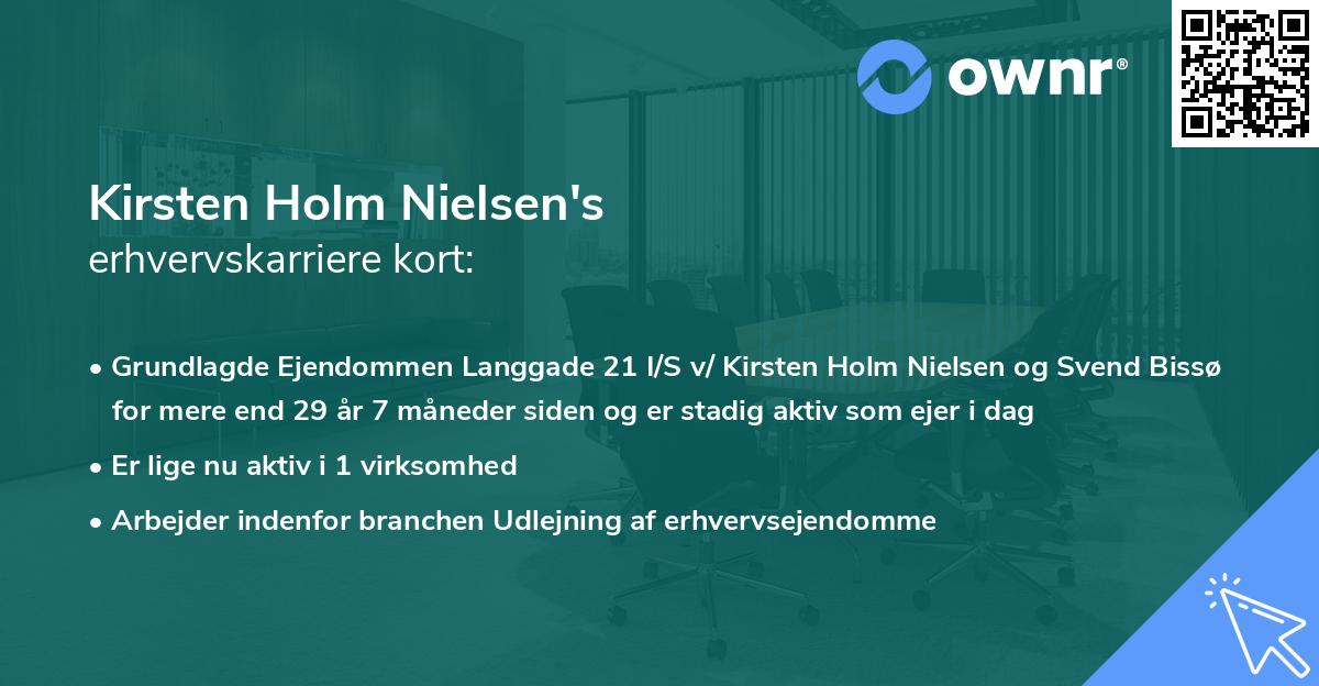 Kirsten Holm Nielsen's erhvervskarriere kort