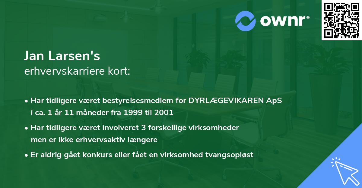 Jan Larsen's erhvervskarriere kort