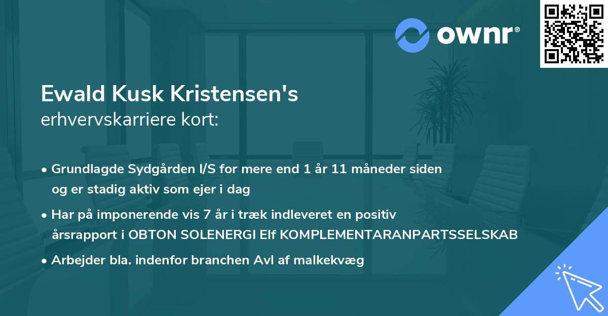 Ewald Kusk Kristensen's erhvervskarriere kort