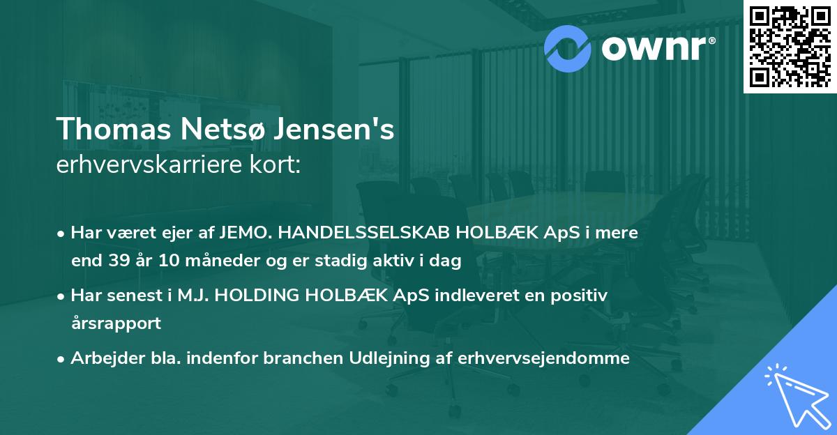 Thomas Netsø Jensen's erhvervskarriere kort