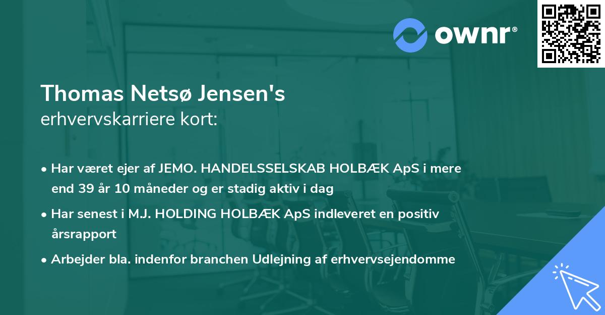 Thomas Netsø Jensen's erhvervskarriere kort