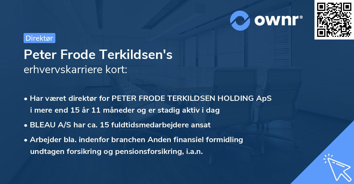 Peter Frode Terkildsen's erhvervskarriere kort