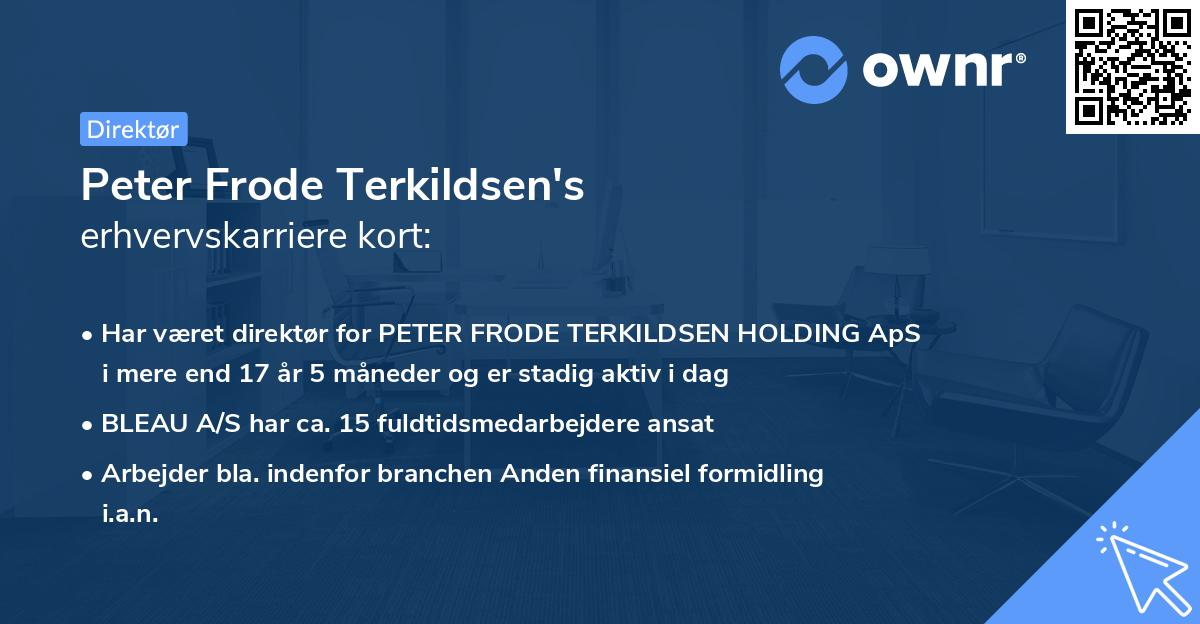 Peter Frode Terkildsen's erhvervskarriere kort