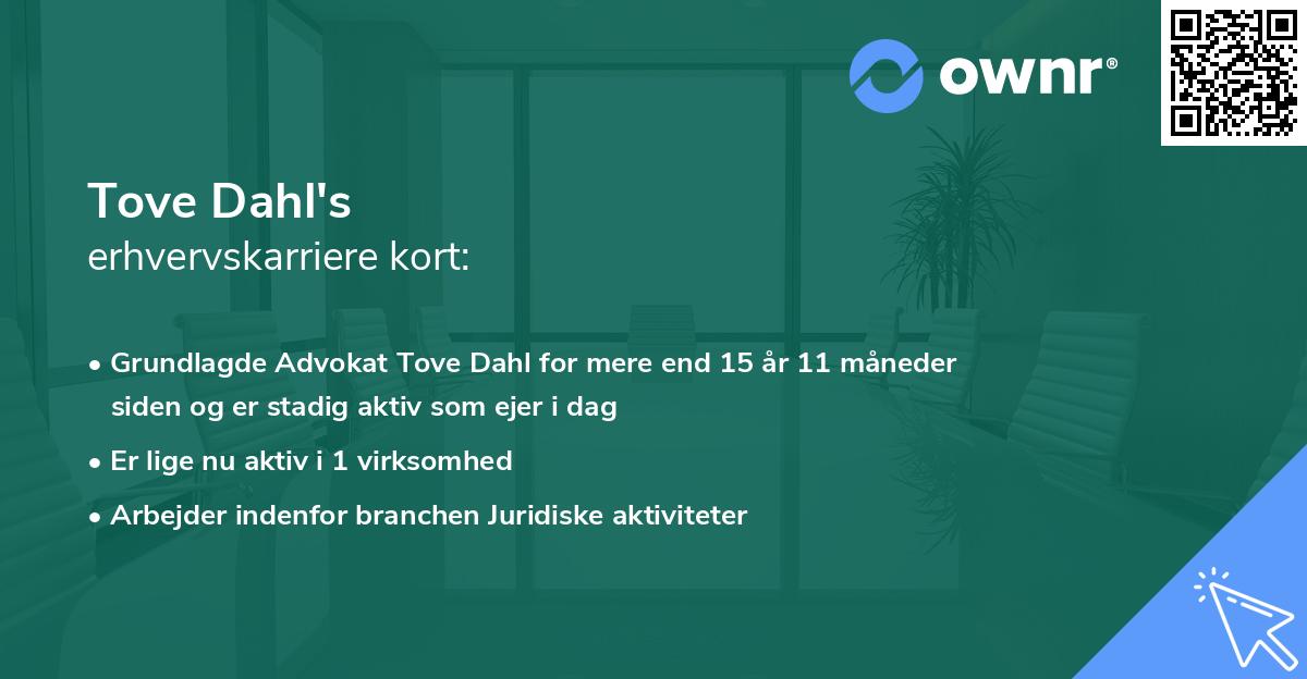 Tove Dahl's erhvervskarriere kort