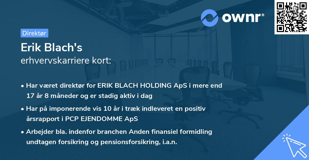 Erik Blach's erhvervskarriere kort