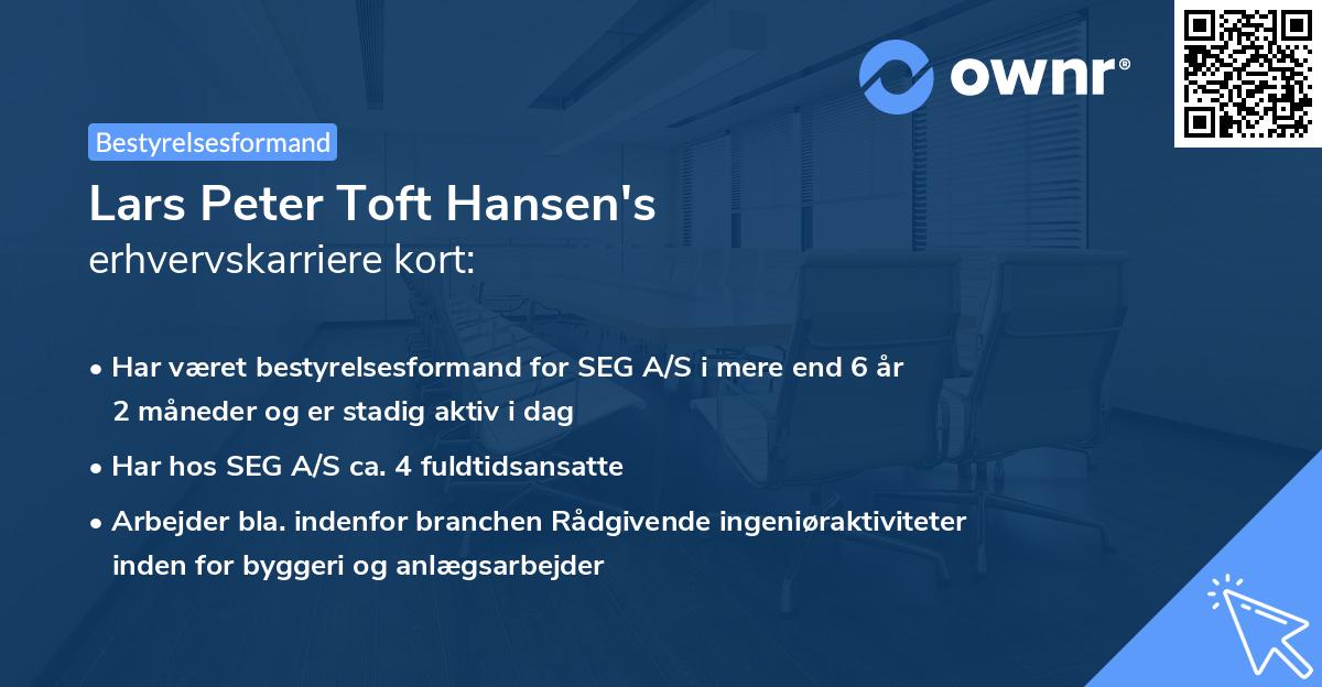 Lars Peter Toft Hansen's erhvervskarriere kort