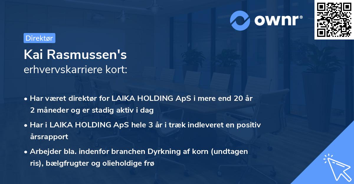 Kai Rasmussen's erhvervskarriere kort