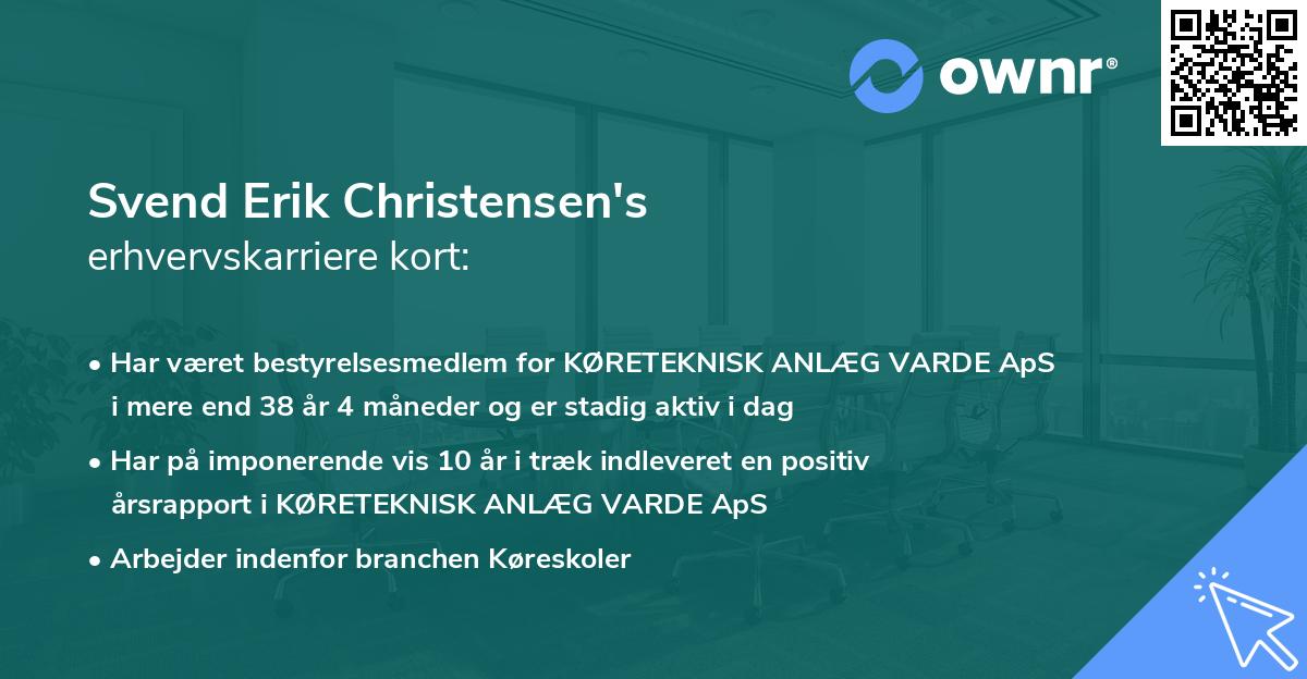 Svend Erik Christensen's erhvervskarriere kort