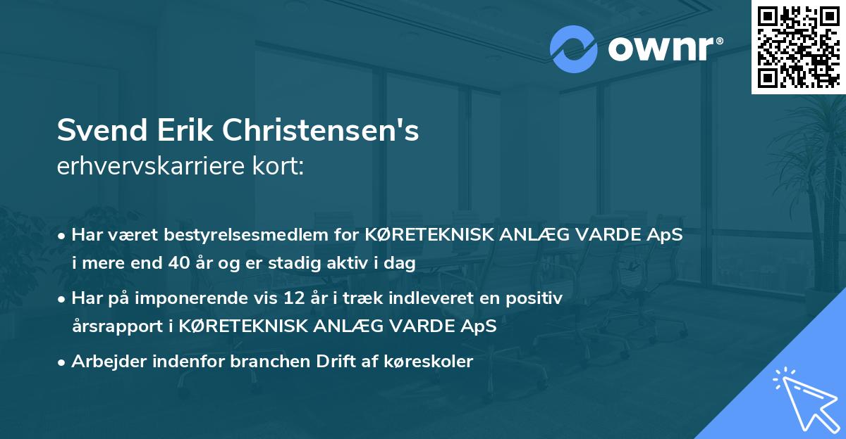 Svend Erik Christensen's erhvervskarriere kort