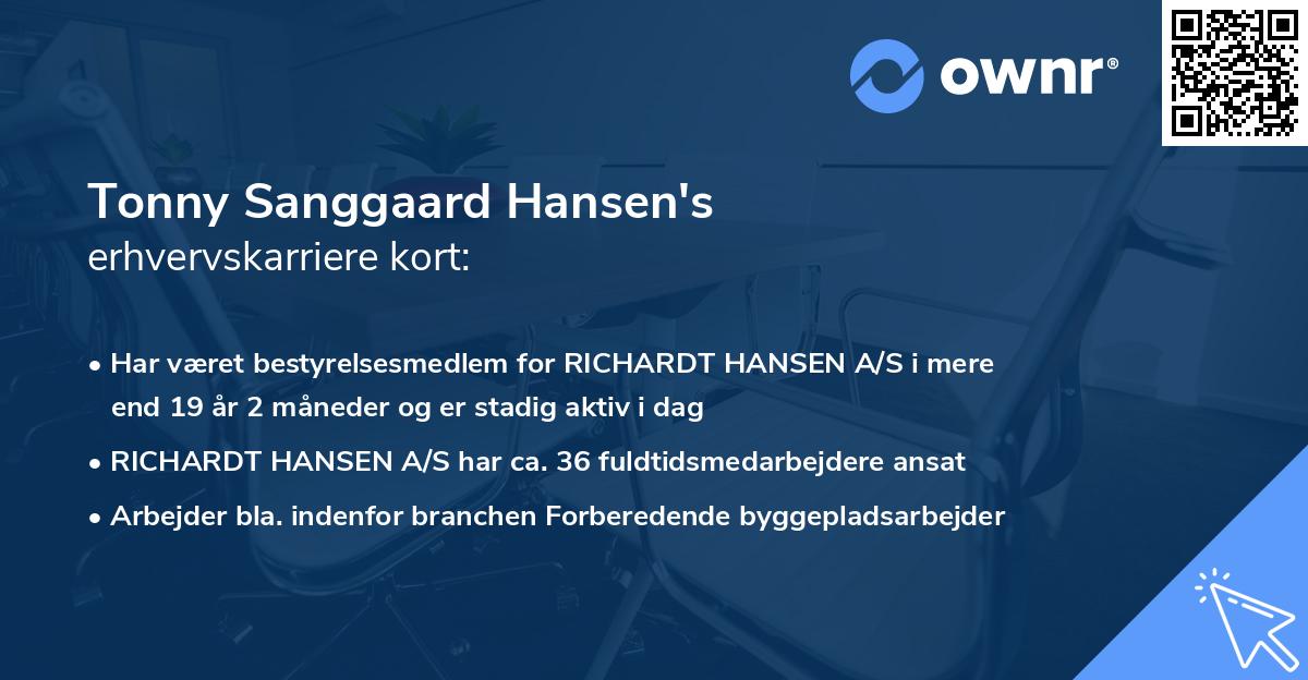 Tonny Sanggaard Hansen's erhvervskarriere kort