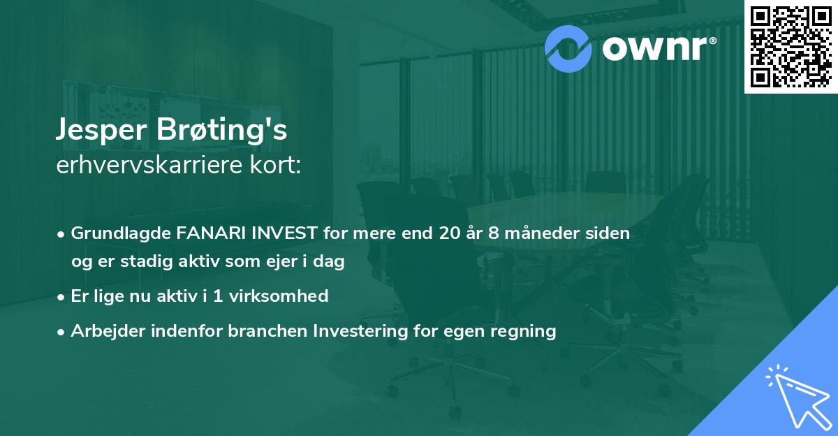 Jesper Brøting's erhvervskarriere kort