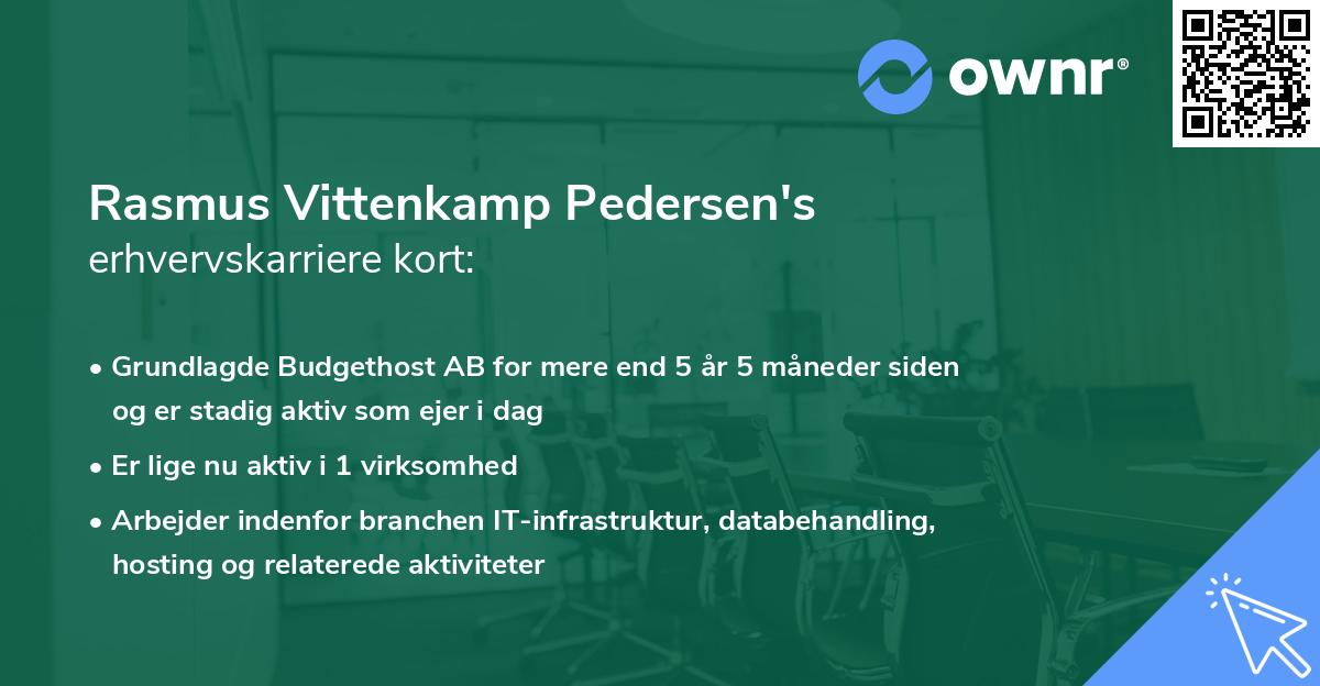 Rasmus Vittenkamp Pedersen's erhvervskarriere kort