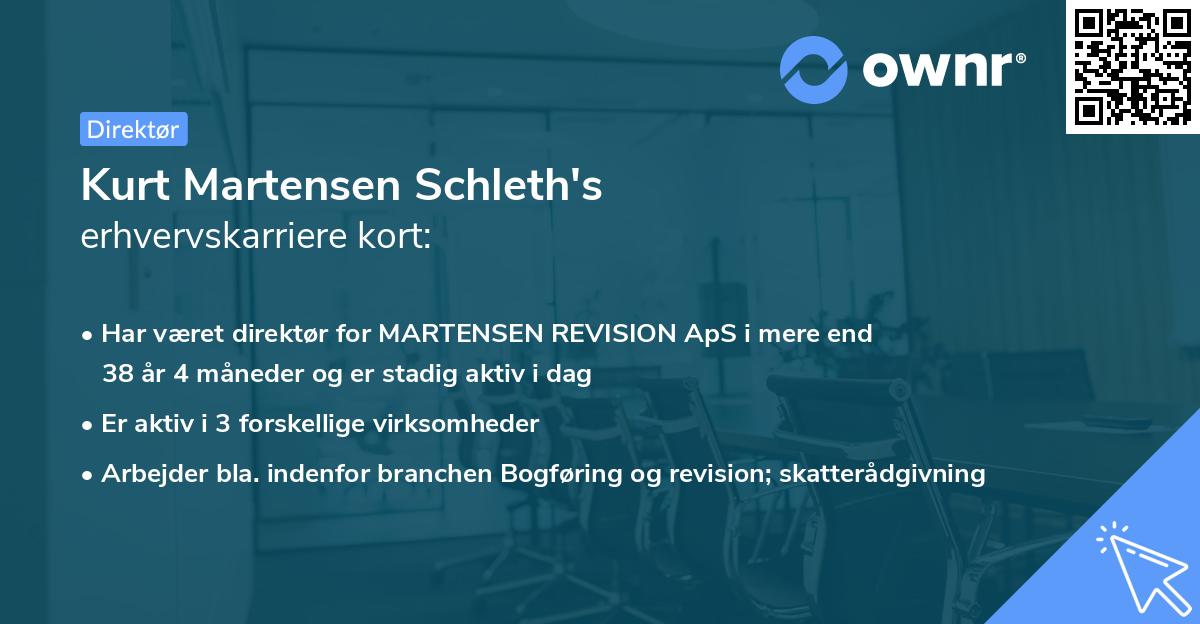 Kurt Martensen Schleth's erhvervskarriere kort