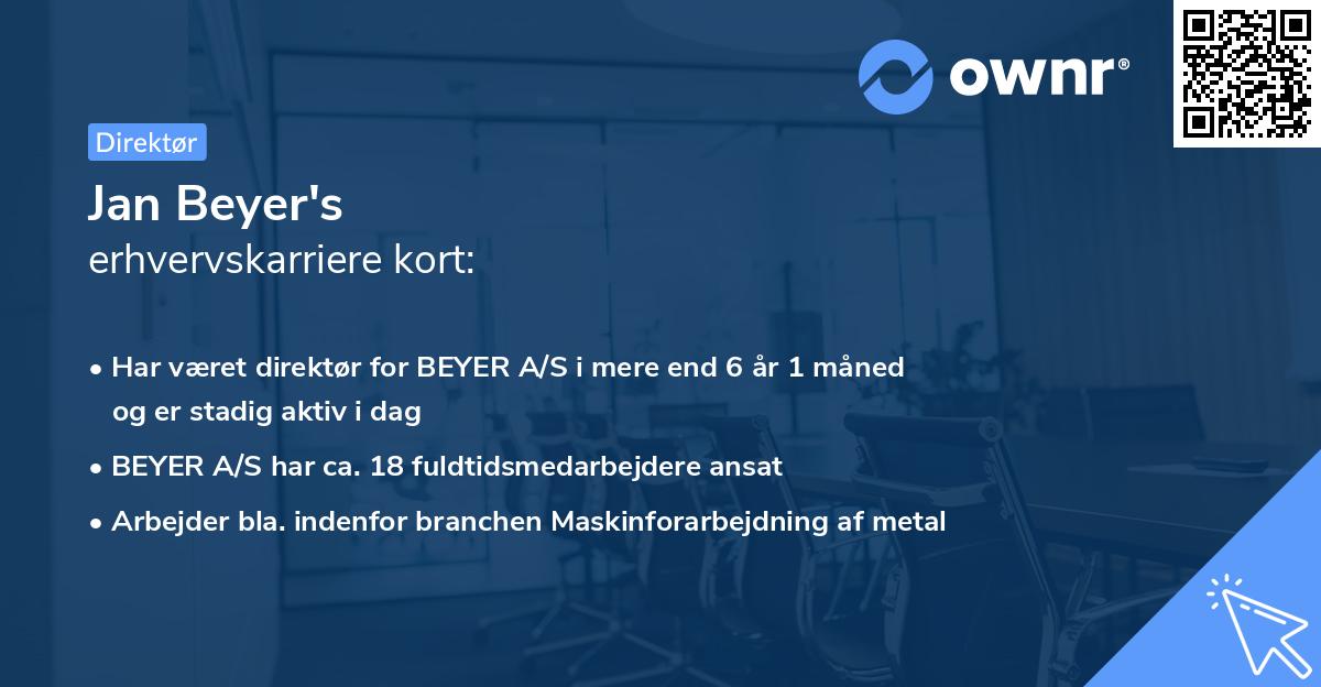 Jan Beyer's erhvervskarriere kort