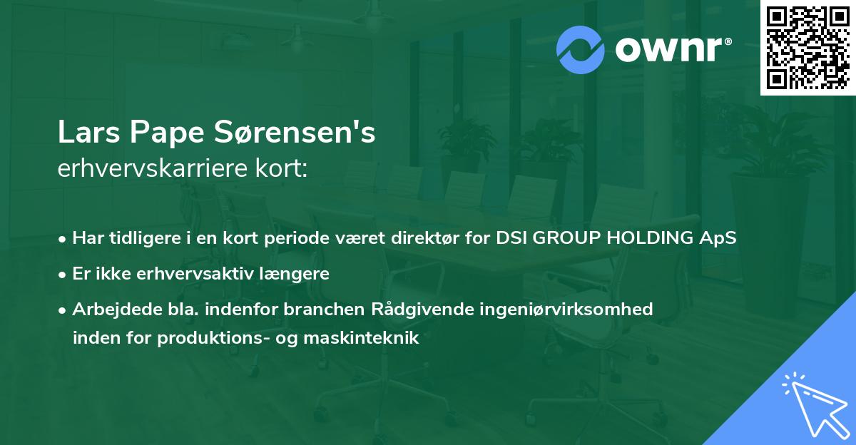 Lars Pape Sørensen's erhvervskarriere kort