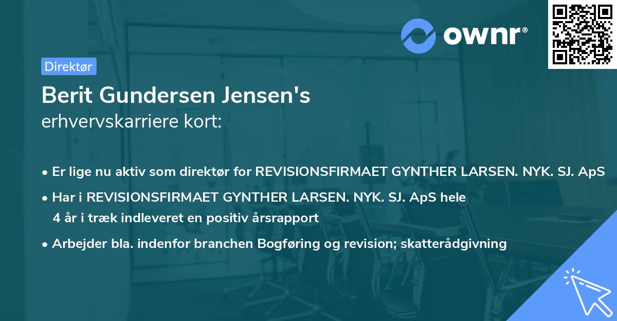 Berit Gundersen Jensen's erhvervskarriere kort