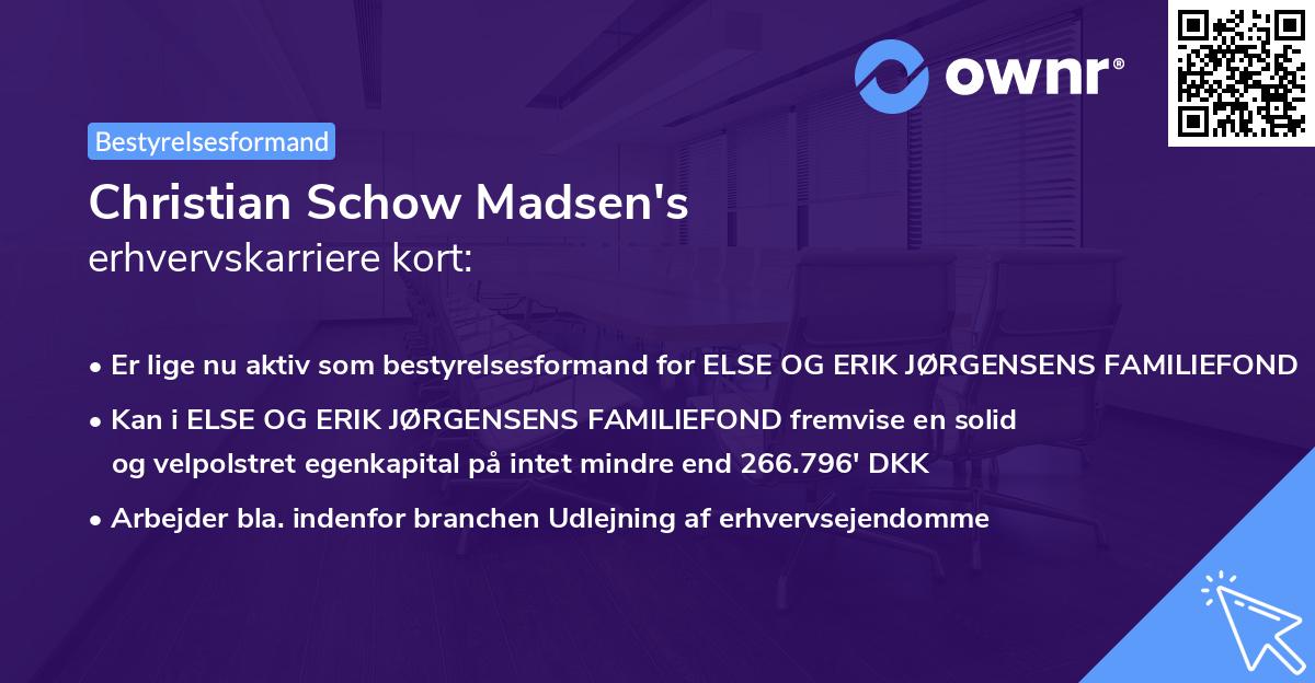 Christian Schow Madsen's erhvervskarriere kort