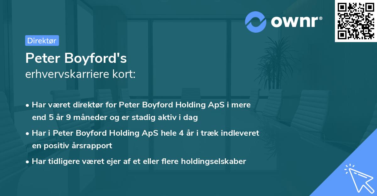 Peter Boyford's erhvervskarriere kort