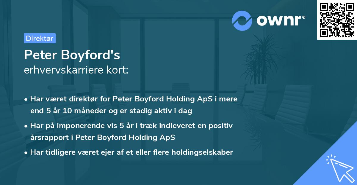 Peter Boyford's erhvervskarriere kort