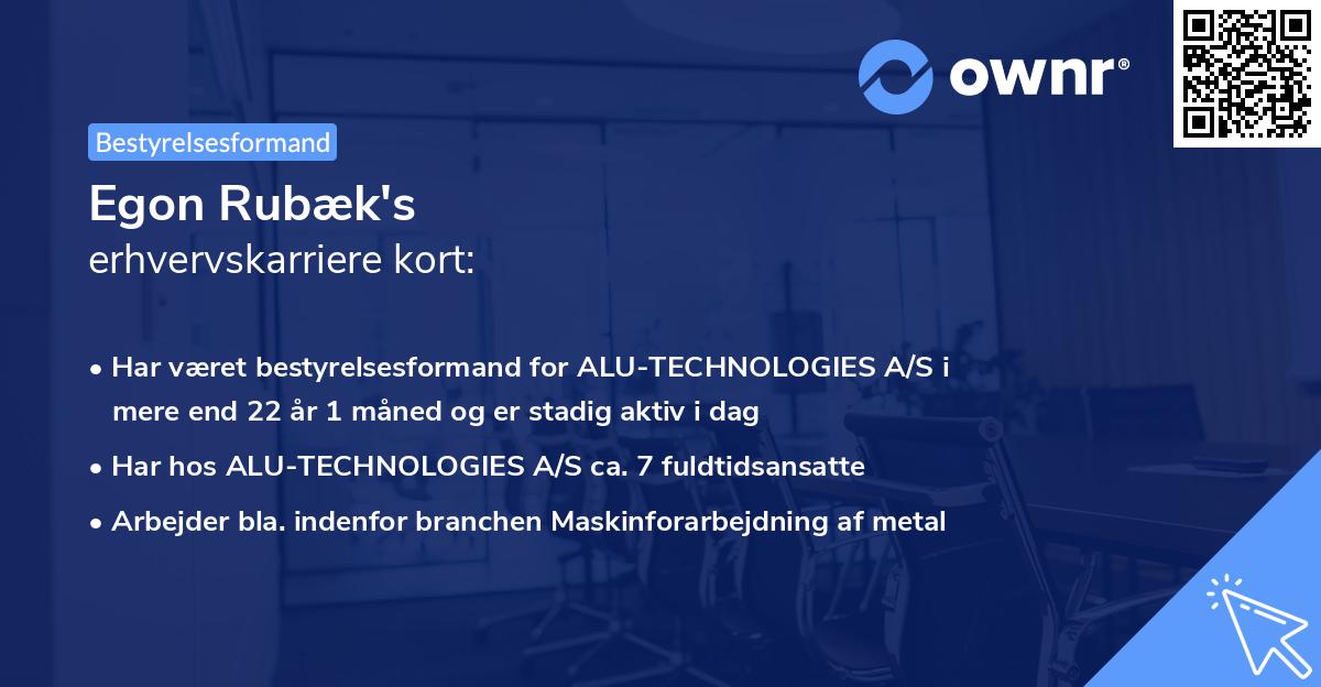 Egon Rubæk's erhvervskarriere kort