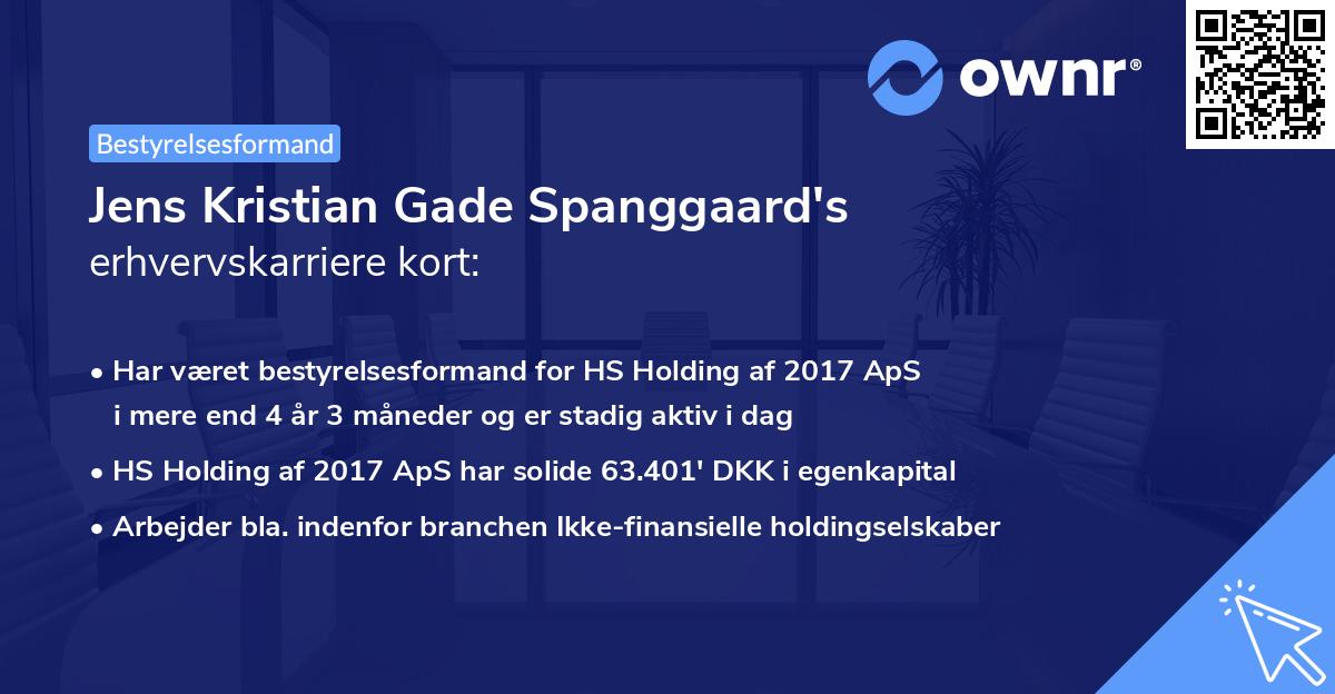 Jens Kristian Gade Spanggaard's erhvervskarriere kort