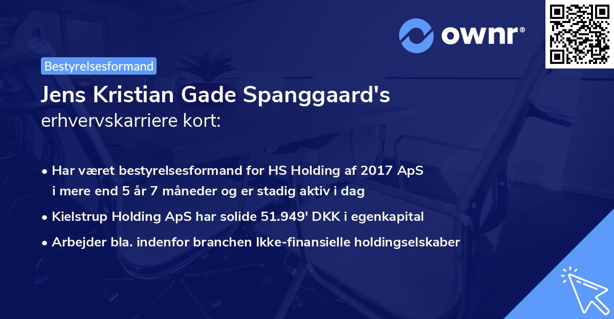Jens Kristian Gade Spanggaard's erhvervskarriere kort