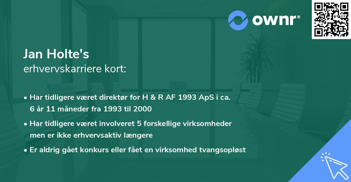 Jan Holte's erhvervskarriere kort