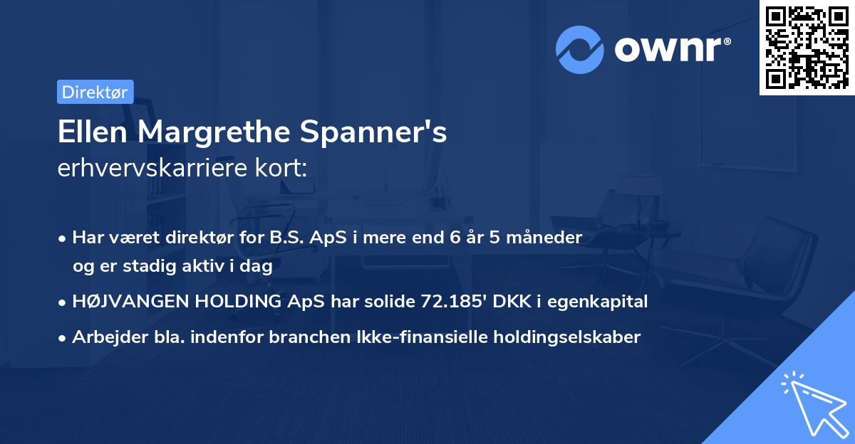 Ellen Margrethe Spanner's erhvervskarriere kort