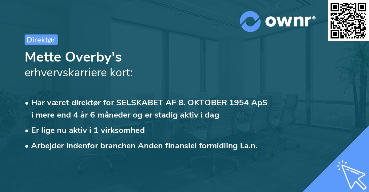 Mette Overby's erhvervskarriere kort