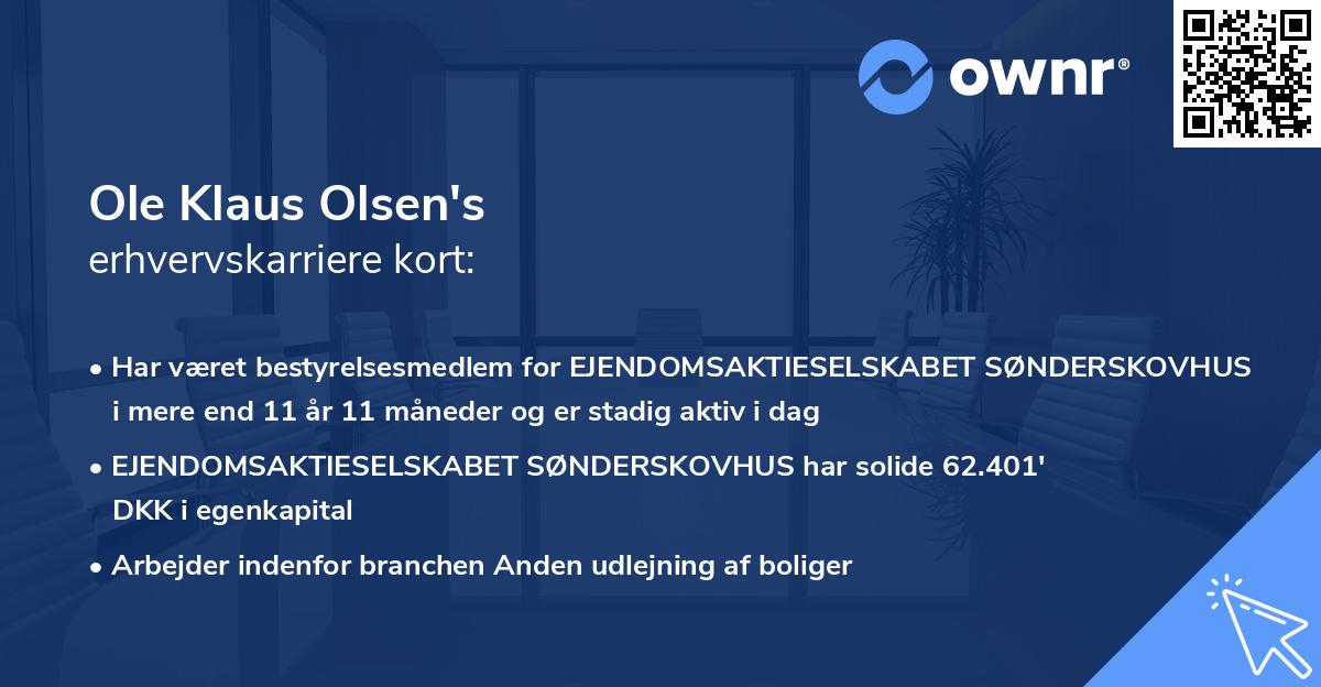 Ole Klaus Olsen's erhvervskarriere kort