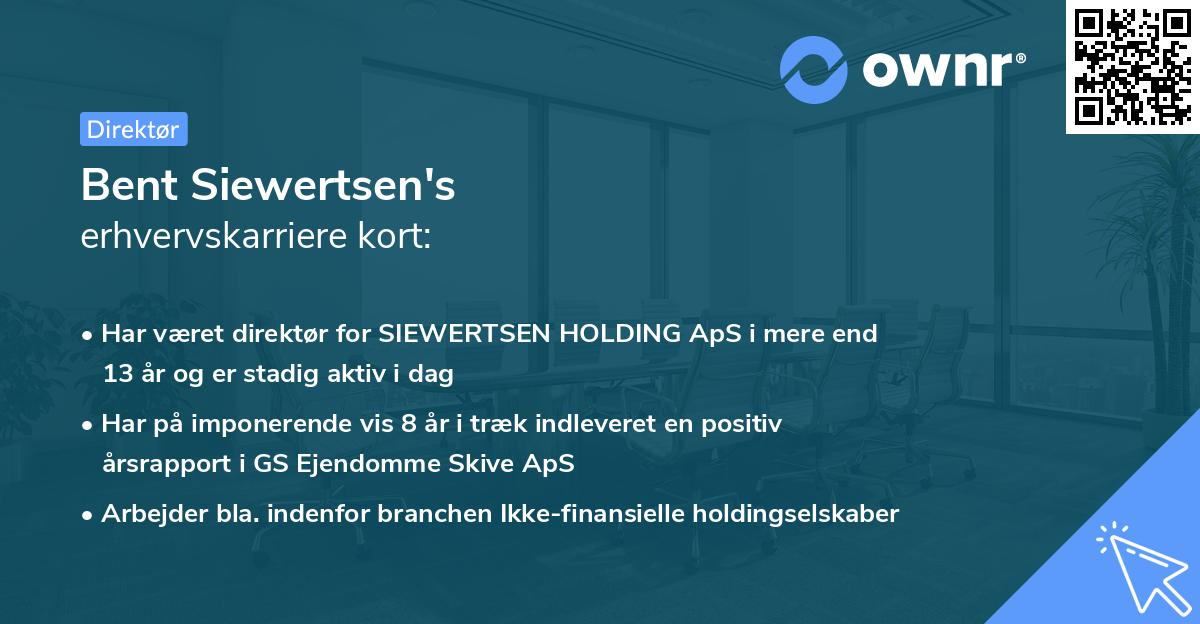 Bent Siewertsen's erhvervskarriere kort