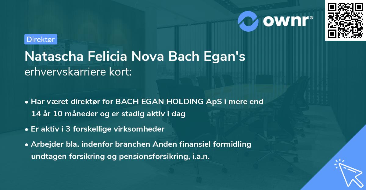 Natascha Felicia Nova Bach Egan's erhvervskarriere kort