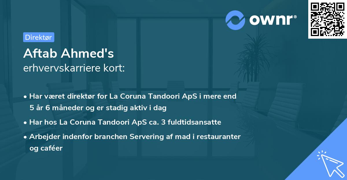 Aftab Ahmed's erhvervskarriere kort
