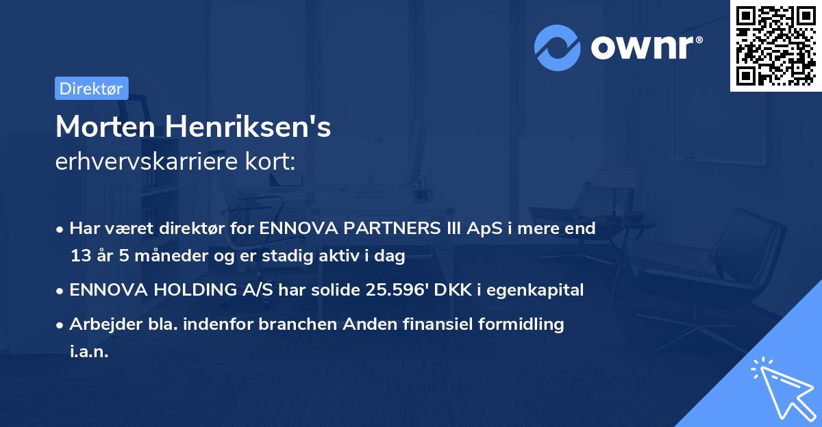 Morten Henriksen's erhvervskarriere kort