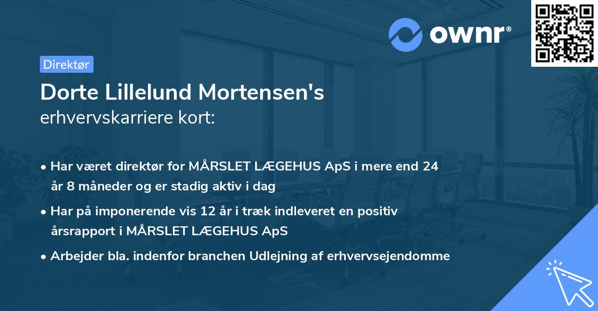 Dorte Lillelund Mortensen's erhvervskarriere kort