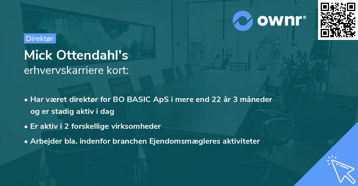 Mick Ottendahl's erhvervskarriere kort