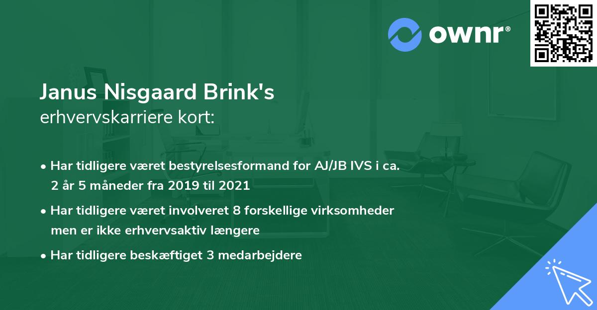 Janus Nisgaard Brink's erhvervskarriere kort