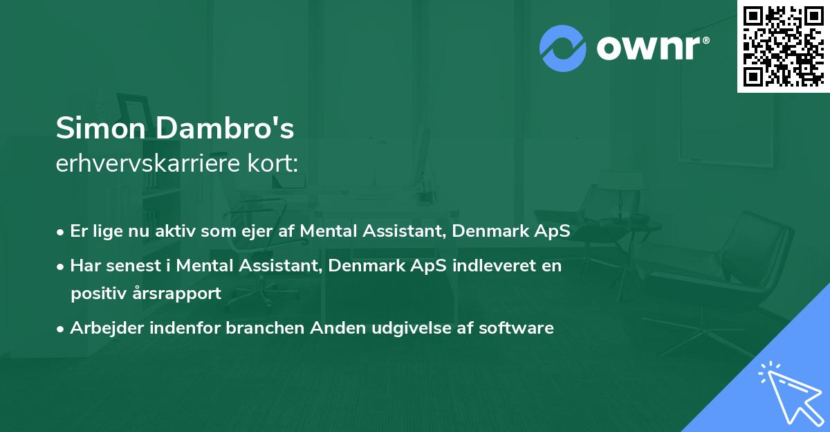 Simon Dambro's erhvervskarriere kort