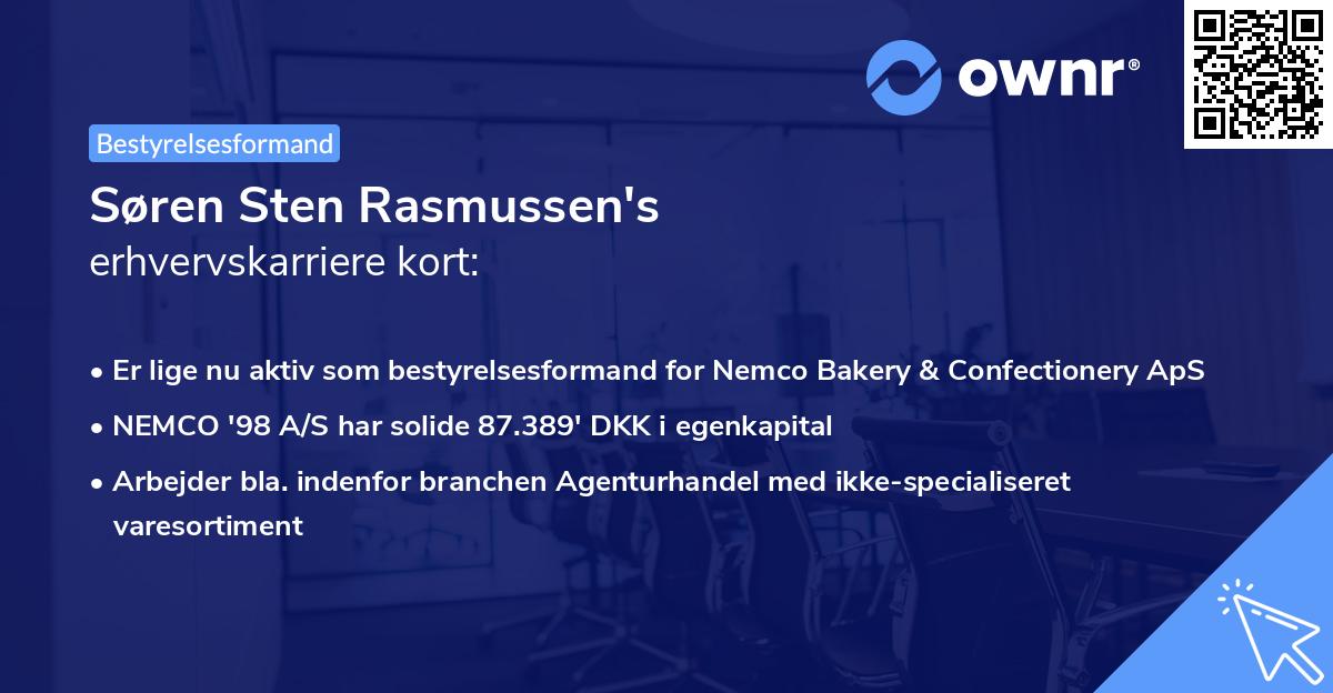 Søren Sten Rasmussen's erhvervskarriere kort