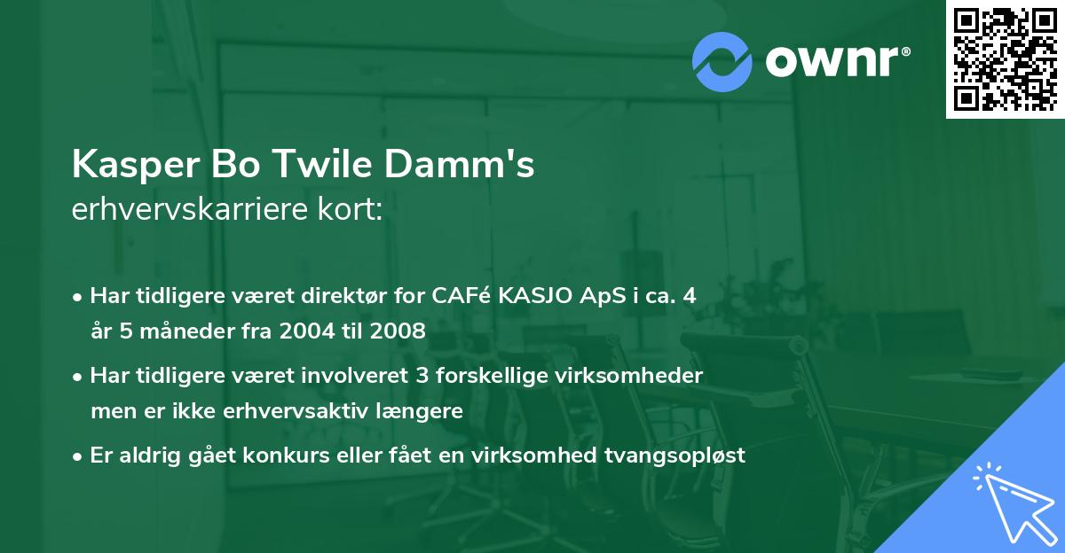 Kasper Bo Twile Damm's erhvervskarriere kort