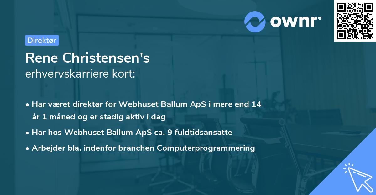 Rene Christensen's erhvervskarriere kort