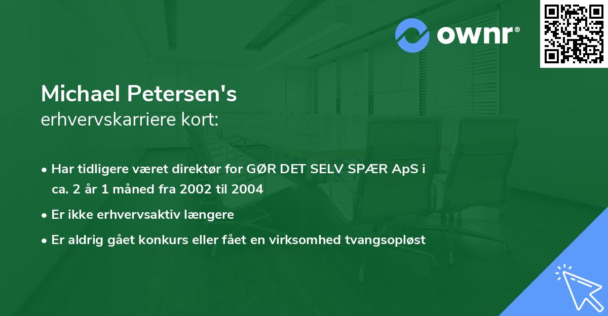 Michael Petersen's erhvervskarriere kort
