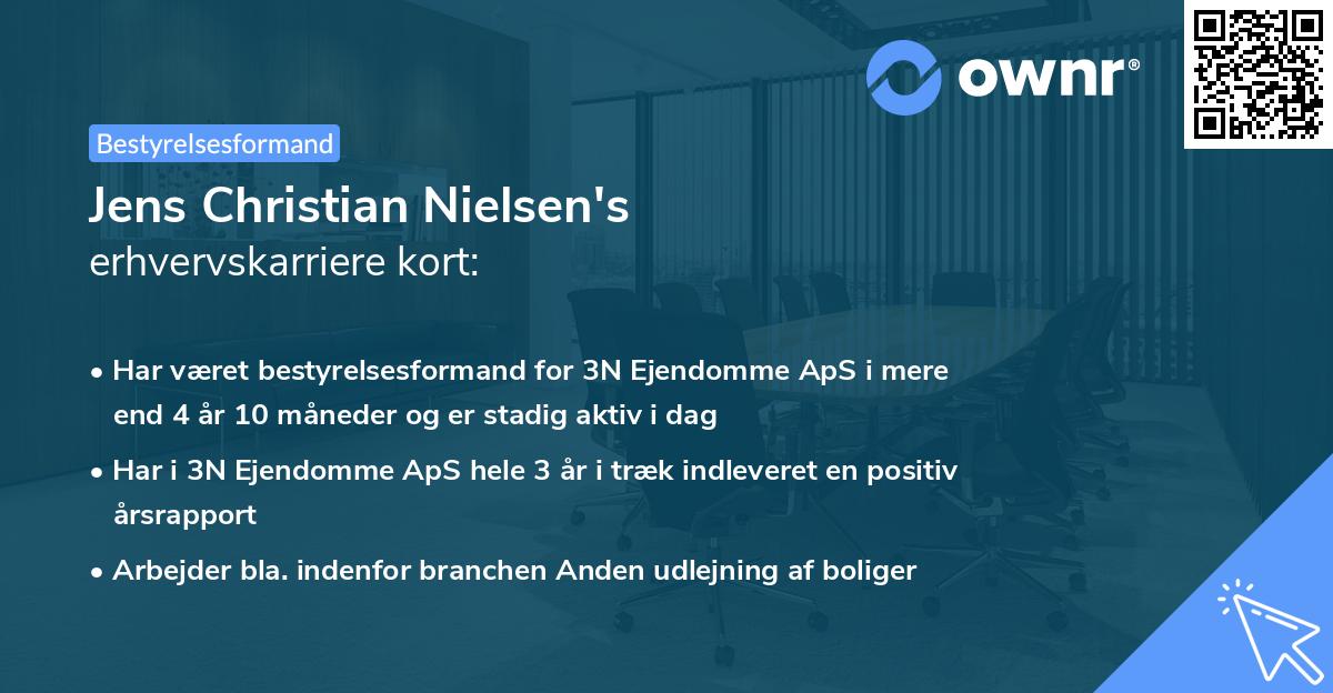 Jens Christian Nielsen's erhvervskarriere kort