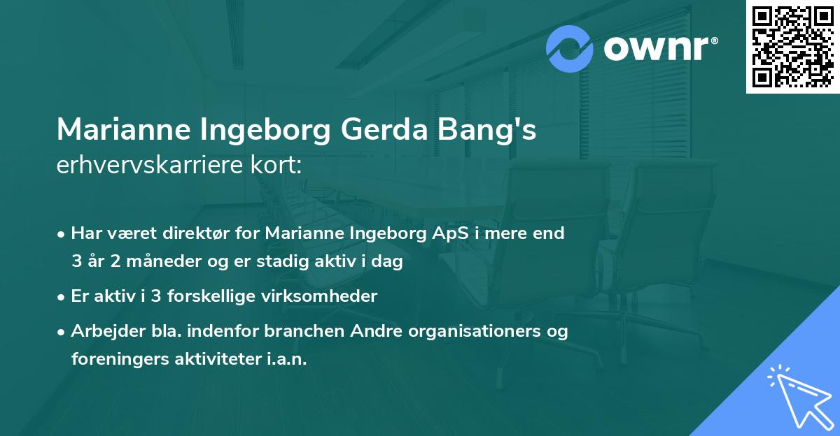 Marianne Ingeborg Gerda Bang's erhvervskarriere kort