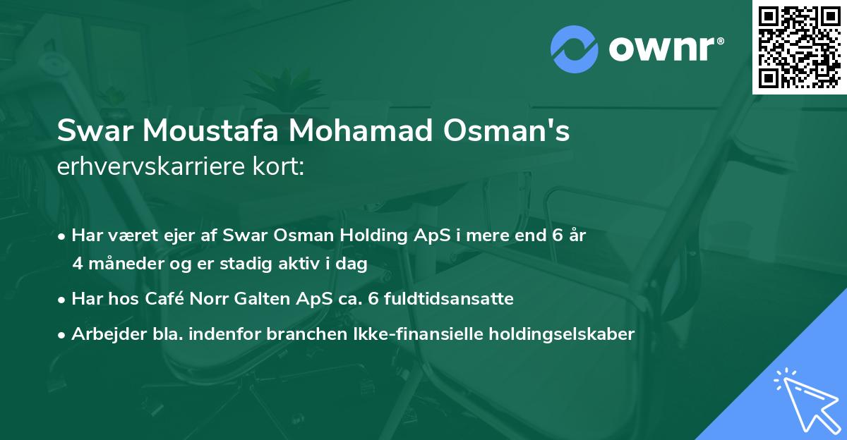 Swar Moustafa Mohamad Osman's erhvervskarriere kort