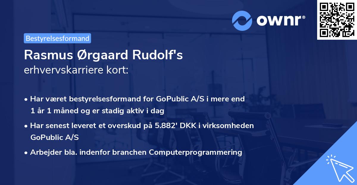 Rasmus Ørgaard Rudolf's erhvervskarriere kort