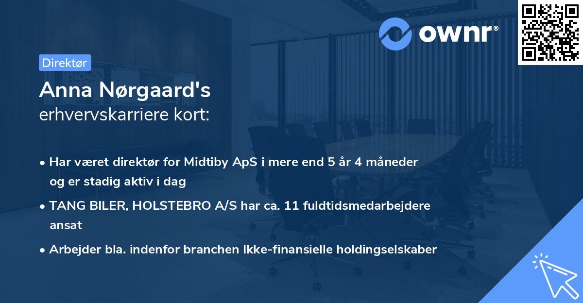 Anna Nørgaard's erhvervskarriere kort