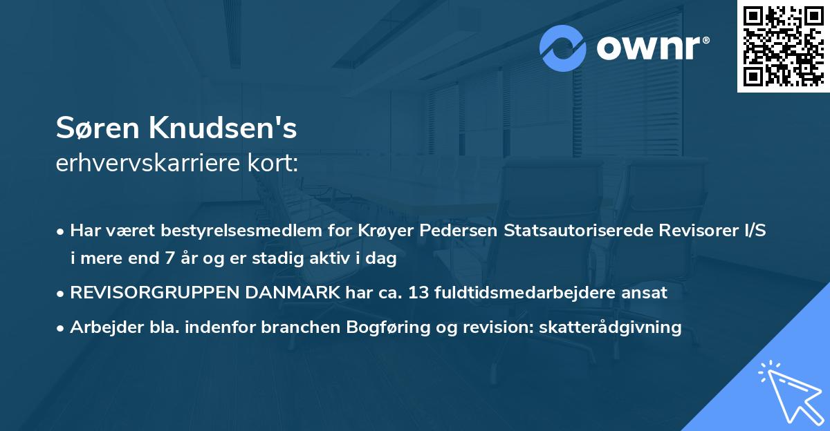 Søren Knudsen's erhvervskarriere kort