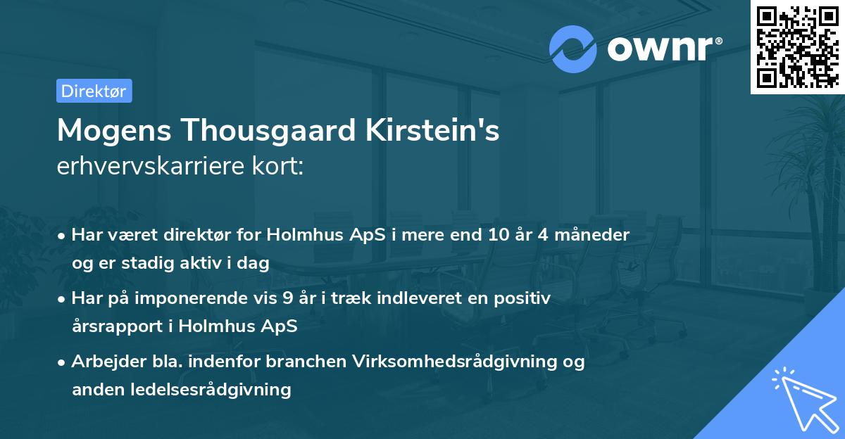 Mogens Thousgaard Kirstein's erhvervskarriere kort