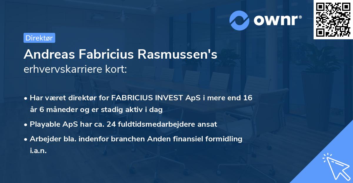 Andreas Fabricius Rasmussen's erhvervskarriere kort
